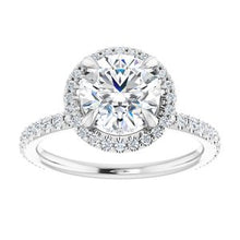 Load image into Gallery viewer, Charles &amp; Colvard Moissanite¬Æ &amp; Diamond Accented Halo-Style Engagement Ring      
