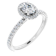 Load image into Gallery viewer, 14K White 8x6 mm Oval Forever One‚Ñ¢ Moissanite &amp; 1/3 CTW Diamond Engagement Ring
