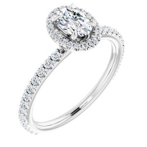 Platinum 8x6 mm Oval Forever One‚Ñ¢ Moissanite & 1/3 CTW Diamond Engagement Ring