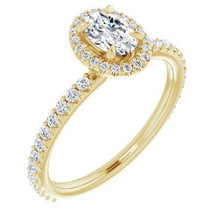 Load image into Gallery viewer, 14K Yellow 8x6 mm Oval Forever One‚Ñ¢ Moissanite &amp; 1/3 CTW Diamond Engagement Ring
