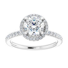 Load image into Gallery viewer, Charles &amp; Colvard Moissanite¬Æ &amp; Diamond Accented Halo-Style Engagement Ring      
