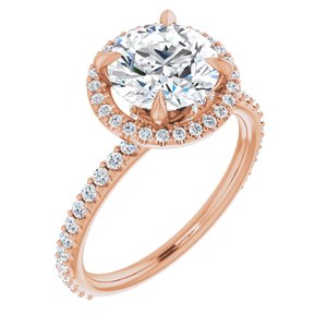14K Rose 8 mm Round Forever One‚Ñ¢ Moissanite & 3/8 CTW Diamond Engagement Ring