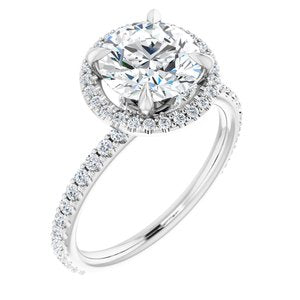 14K White 8 mm Round Forever One‚Ñ¢ Moissanite & 3/8 CTW Diamond Engagement Ring