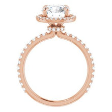 Load image into Gallery viewer, 14K Rose 8 mm Round Forever One‚Ñ¢ Moissanite &amp; 3/8 CTW Diamond Engagement Ring
