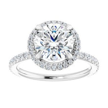 Load image into Gallery viewer, Charles &amp; Colvard Moissanite¬Æ &amp; Diamond Accented Halo-Style Engagement Ring      
