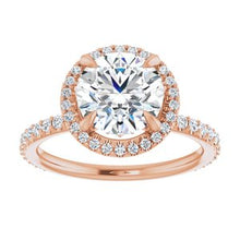 Load image into Gallery viewer, Charles &amp; Colvard Moissanite¬Æ &amp; Diamond Accented Halo-Style Engagement Ring      
