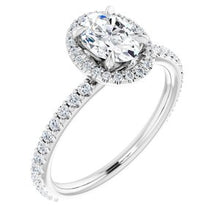 Load image into Gallery viewer, Platinum 7x5 mm Oval Forever One‚Ñ¢ Moissanite &amp; 1/3 CTW Diamond Engagement Ring
