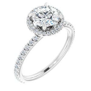 Platinum 6.5 mm Round Forever One‚Ñ¢ Moissanite & 3/8 CTW Diamond Engagement Ring