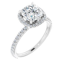 Load image into Gallery viewer, Platinum 7 mm Cushion Forever One‚Ñ¢ Moissanite &amp; 1/3 CTW Diamond Engagement Ring
