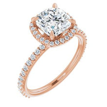 Load image into Gallery viewer, 14K Rose 7 mm Cushion Forever One‚Ñ¢ Moissanite &amp; 1/3 CTW Diamond Engagement Ring
