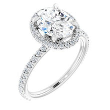 Load image into Gallery viewer, Platinum 9x7 mm Oval Forever One‚Ñ¢ Moissanite &amp; 1/3 CTW Diamond Engagement Ring
