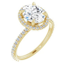 Load image into Gallery viewer, 14K Yellow 9x7 mm Oval Forever One‚Ñ¢ Moissanite &amp; 1/3 CTW Diamond Engagement Ring
