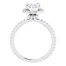 Load image into Gallery viewer, Platinum 9x7 mm Oval Forever One‚Ñ¢ Moissanite &amp; 1/3 CTW Diamond Engagement Ring
