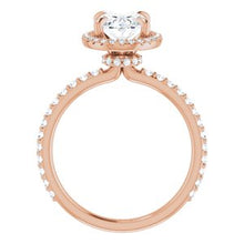Load image into Gallery viewer, 14K Rose 9x7 mm Oval Forever One‚Ñ¢ Moissanite &amp; 1/3 CTW Diamond Engagement Ring
