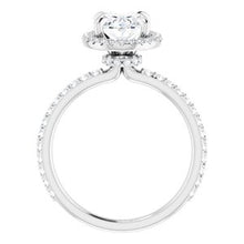 Load image into Gallery viewer, Platinum 9x7 mm Oval Forever One‚Ñ¢ Moissanite &amp; 1/3 CTW Diamond Engagement Ring
