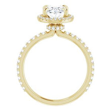 Load image into Gallery viewer, 14K Yellow 9x7 mm Oval Forever One‚Ñ¢ Moissanite &amp; 1/3 CTW Diamond Engagement Ring
