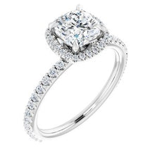 Load image into Gallery viewer, Platinum 6 mm Cushion Forever One‚Ñ¢ Moissanite &amp; 1/3 CTW Diamond Engagement Ring
