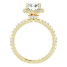 Load image into Gallery viewer, 14K Yellow 7 mm Cushion Forever One‚Ñ¢ Moissanite &amp; 1/3 CTW Diamond Engagement Ring
