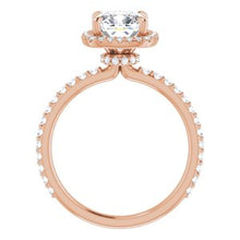 Load image into Gallery viewer, 14K Rose 7 mm Cushion Forever One‚Ñ¢ Moissanite &amp; 1/3 CTW Diamond Engagement Ring
