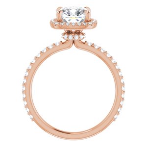 14K Rose 7 mm Cushion Forever One‚Ñ¢ Moissanite & 1/3 CTW Diamond Engagement Ring