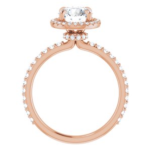 14K Rose 7 mm Round Forever One‚Ñ¢ Moissanite & 3/8 CTW Diamond Engagement Ring