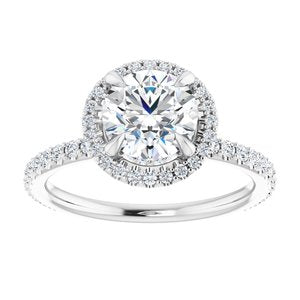Charles & Colvard Moissanite¬Æ & Diamond Accented Halo-Style Engagement Ring      