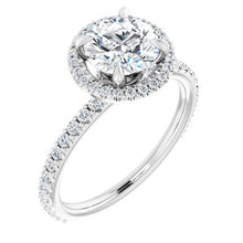 Load image into Gallery viewer, 14K White 7 mm Round Forever One‚Ñ¢ Moissanite &amp; 3/8 CTW Diamond Engagement Ring

