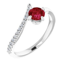 Load image into Gallery viewer, Platinum Ruby &amp; 1/10 CTW Diamond Bypass Ring
