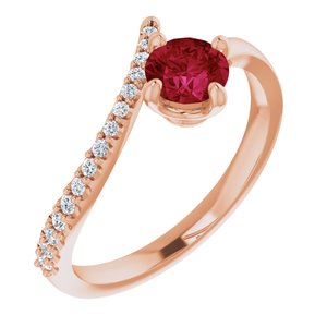 Bague de dérivation en rubis rose 14K et diamant 1/10 CTW