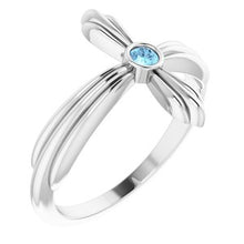 Charger l'image dans la galerie, Sterling Silver Aquamarine Sideways Cross Ring
