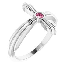 Charger l'image dans la galerie, Sterling Silver Pink Tourmaline Sideways Cross Ring

