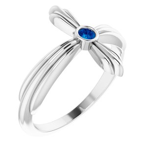 Sterling Silver Blue Sapphire Sideways Cross Ring
