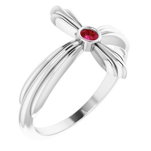 Sterling Silver Ruby Sideways Cross Ring