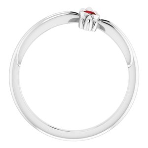 Sterling Silver Mozambique Garnet Sideways Cross Ring