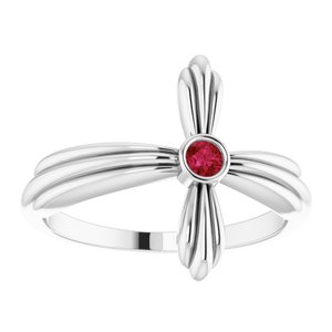 Solitaire Sideways Cross Ring  