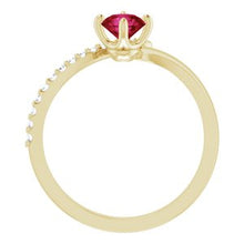 Load image into Gallery viewer, 14K Yellow Ruby &amp; 1/10 CTW Diamond Bypass Ring
