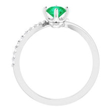 Load image into Gallery viewer, Platinum Emerald &amp; 1/10 CTW Diamond Bypass Ring
