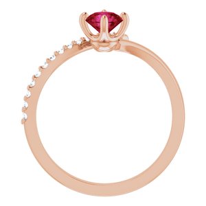 Bague de dérivation en rubis rose 14K et diamant 1/10 CTW