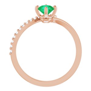 Bague de dérivation en émeraude rose 14K et diamant 1/10 CTW