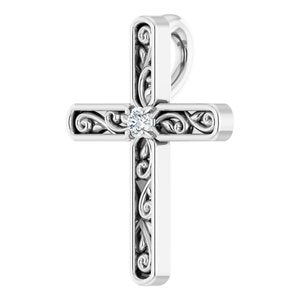Sterling Silver .03 CTW Diamond Cross Pendant
