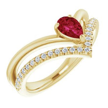 Load image into Gallery viewer, 14K Yellow Ruby &amp; 1/6 CTW Diamond Ring
