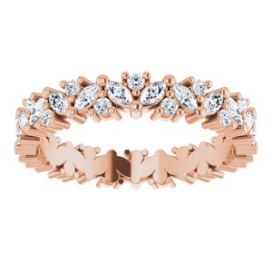 14K Rose 1 CTW Diamond Cluster Eternity Band Taille 7,5