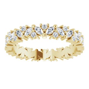 14K Jaune 1 CTW Diamond Cluster Eternity Band Taille 7,5