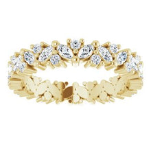 Load image into Gallery viewer, 14K Yellow 9/10 CTW Diamond Cluster Eternity Band Size 4.5

