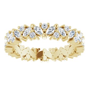 14K Jaune 9/10 CTW Diamond Cluster Eternity Band Taille 5