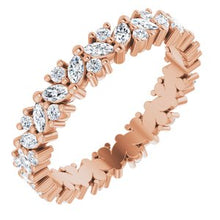 Charger l&#39;image dans la galerie, 14K Rose 1 CTW Diamond Cluster Eternity Band Taille 7,5

