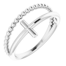 Charger l'image dans la galerie, Sterling Silver Negative Space &amp; Beaded Cross Ring
