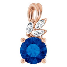 Charger l&#39;image dans la galerie, Pendentif saphir bleu 14K et diamant 1/10 CTW
