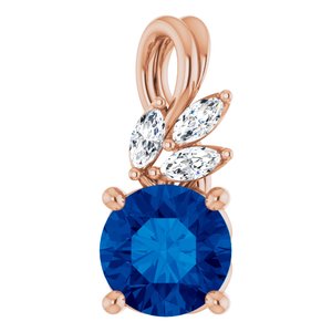 Pendentif saphir bleu 14K et diamant 1/10 CTW