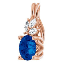 Charger l&#39;image dans la galerie, Pendentif saphir bleu 14K et diamant 1/10 CTW
